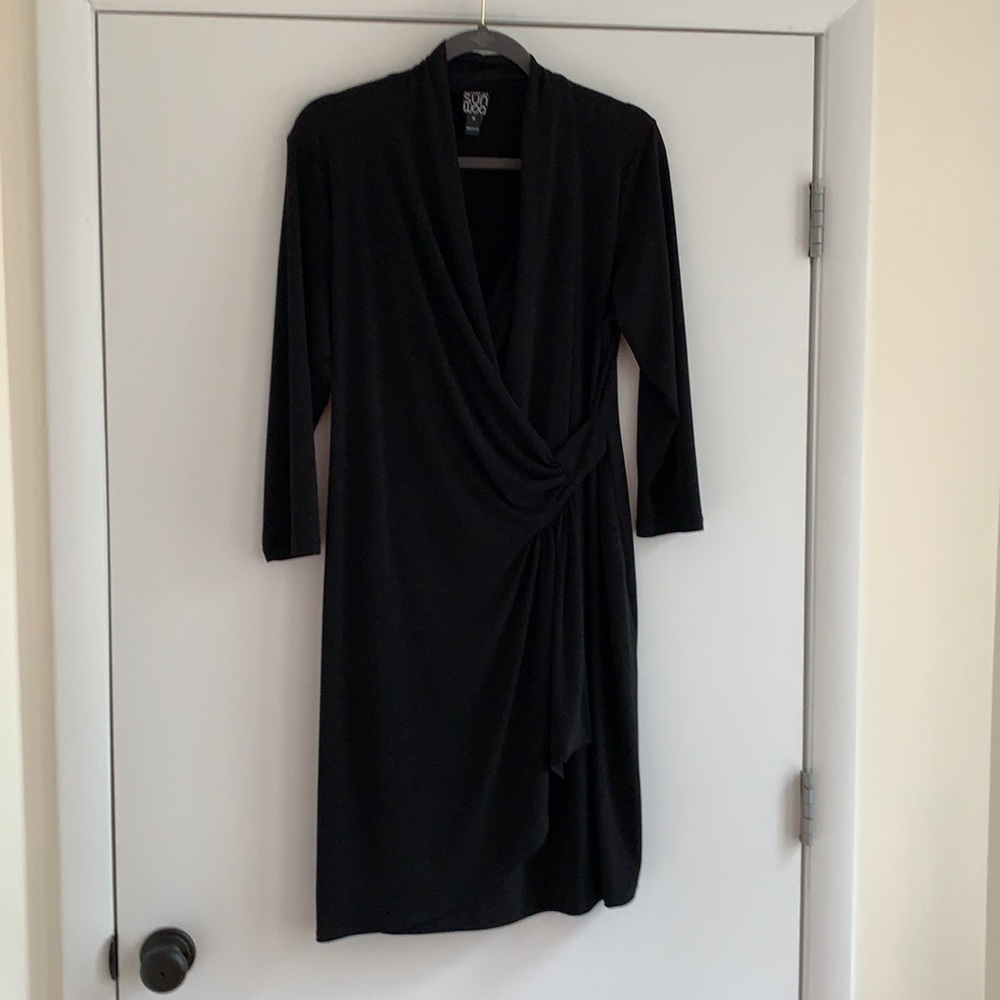 Clara Sun Woo Black Faux wrap dress 1X